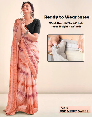 Riddhi textile Hub Striped Leheria Georgette Saree(Orange)