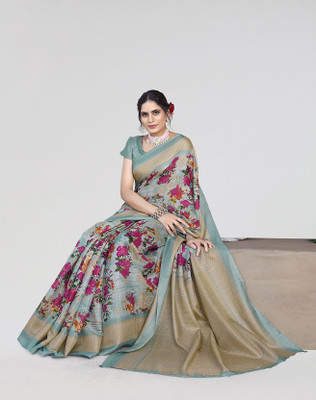 Nirvaan Printed Bollywood Art Silk Saree(Green)