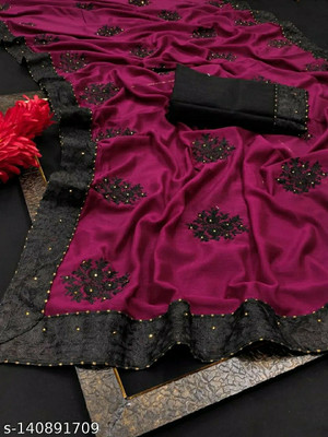 GOLDOLL FAB Self Design Bollywood Georgette Saree(Purple)