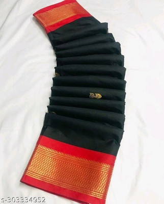 Paithani Woven Banarasi Pure Silk Saree(Black)