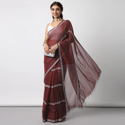 Maa laxmi saree center Embroidered Tant Pure Cotton Saree(Maroon)