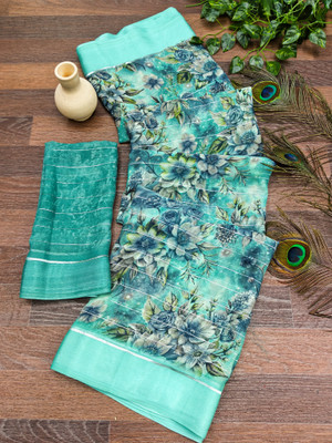 kashvi sarees Printed Bollywood Georgette Saree(Light Blue)