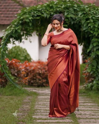 laxmi creation Woven Kanjivaram Jacquard Saree(Red)