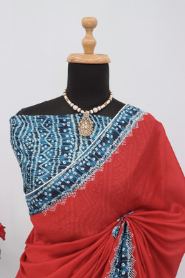 ZOYAL ENTERPRISE Printed Bollywood Silk Blend Saree(Red)