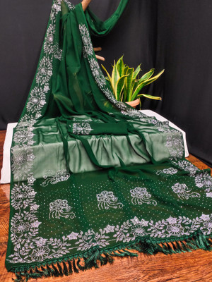 XOOM LADY Embellished Bollywood Georgette Saree(Green)