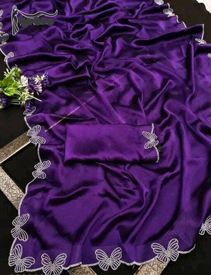MAVITA MS Embellished Bollywood Chiffon Saree(Purple)