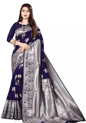 MOTISARIYA FASHION Self Design Bollywood Jacquard Saree(Blue)