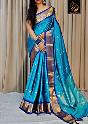 WILLMAKE Printed Bollywood Georgette Saree(Light Blue, Blue)