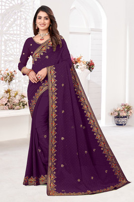 BATHANI CREATION Embroidered Bollywood Georgette Saree(Maroon)