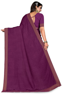 Envi Solid/Plain Bollywood Art Silk Saree(Purple)