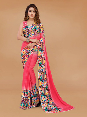 Moda Rapido Printed Daily Wear Georgette Saree(Pink)
