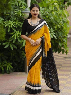 Arpita Fashion Color Block, Digital Print Bollywood Cotton Linen Saree(Multicolor)
