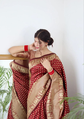 SHARIRI Self Design Daily Wear Organza Saree(Red)