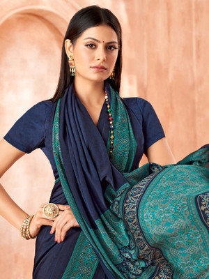 Tasrika Printed Chinnalapattu Crepe Saree(Dark Blue)