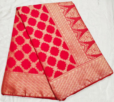 HARSHIT TEXTILES Woven, Self Design Bollywood Cotton Silk Saree(Red)