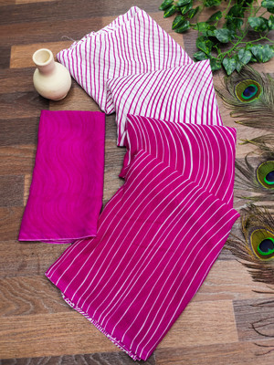 kashvi sarees Striped Daily Wear Georgette Saree(Purple, White)