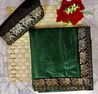 Dharam Creation Animal Print Bollywood Georgette Saree(Green)