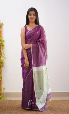 GEETABA FASHION Woven Chanderi Chanderi, Cotton Silk Saree(Purple)