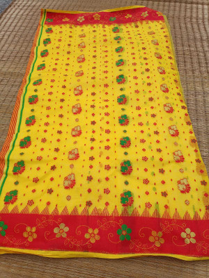 Happy Creation Woven Jamdani Cotton Silk Saree(Multicolor)