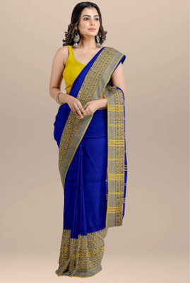 PAL SAREE HAHAL Self Design Handloom Cotton Blend Saree(Black, Red)