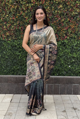 VASTRA VILLA Digital Print Bollywood Art Silk Saree(Blue)
