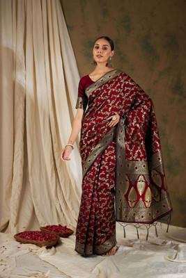 Suha Woven Banarasi Art Silk Saree(Maroon)