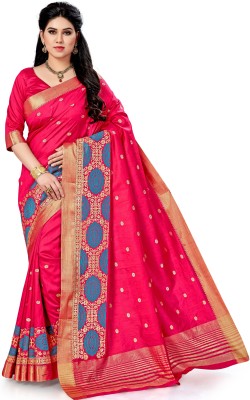 Manokamna Self Design Bollywood Cotton Silk Saree(Pink)