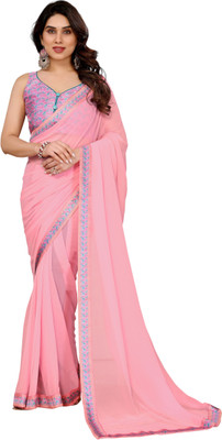 Panchvati NX Solid/Plain Bollywood Georgette Saree(Pink)