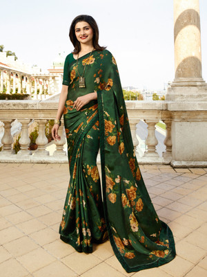 Hensi sarees shop Woven Kasavu Georgette, Art Silk Saree(Green)