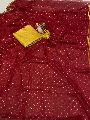HouseOfCommon Embellished Bollywood Polyester Saree(Maroon)
