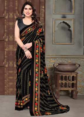 SHUBHSWAR Printed Daily Wear Georgette Saree(Black)