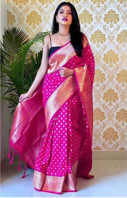 SWAMI STUDIO Solid/Plain Bollywood Jacquard Saree(Pink)