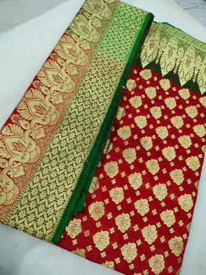 Saree House Woven Banarasi Art Silk Saree(Red)