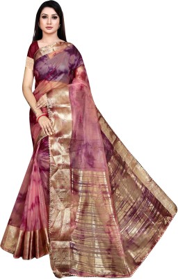 Adiyogi Enterprise Dyed Bollywood Organza Saree(Pink)