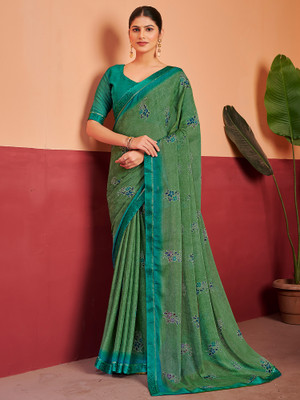 ANOUK Printed Bollywood Chiffon Saree(Light Green)