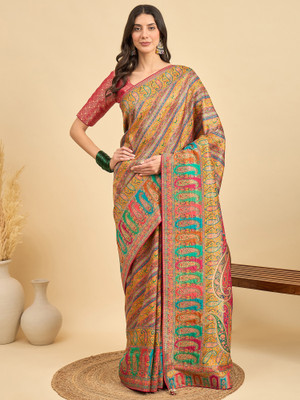 Sangria Woven Banarasi Viscose Rayon Saree(Mustard)