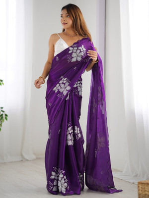 Tasrika Embellished Bollywood Organza Saree(Purple)
