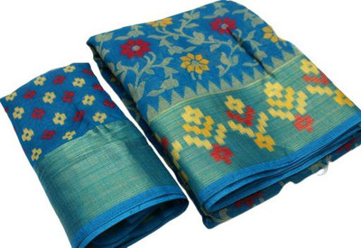 Suali Printed, Self Design Chanderi Cotton Blend Saree(Yellow)