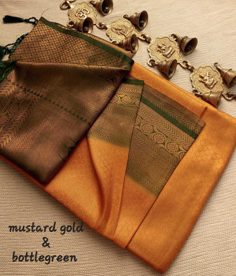 Balaji Woven Banarasi Silk Blend Saree(Mustard)