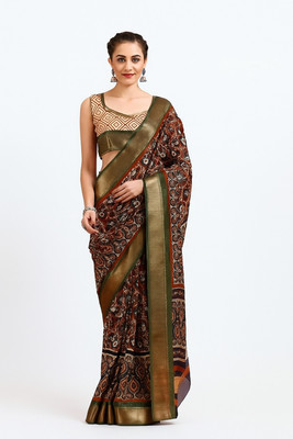 GSCMSTOREX Printed Ikkat Cotton Silk Saree(Multicolor)