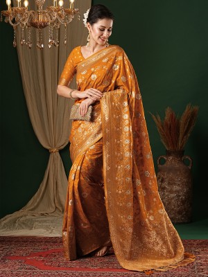 Sareemall Woven Kanjivaram Georgette Saree(Mustard)