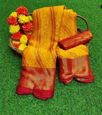 Shirodhari Printed Bollywood Silk Blend Saree(Yellow)
