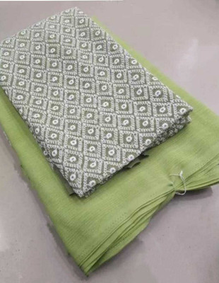 Vijayhanuman Solid/Plain Daily Wear Georgette Saree(Light Green)