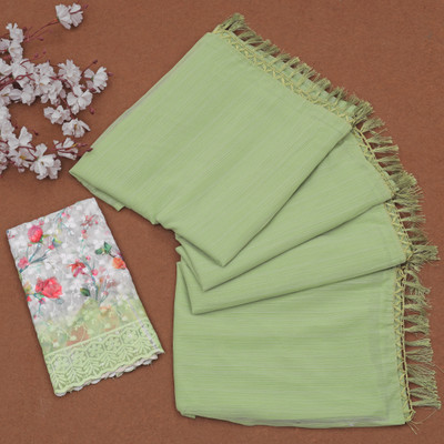 Vijayhanuman Solid/Plain Daily Wear Georgette Saree(Light Green)