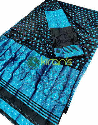 Skiran's Woven Mekhela Chador Polyester Saree(Black)