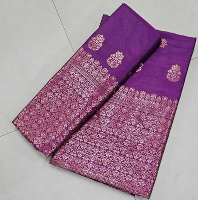 vraj enterprise Woven Mekhela Chador Pure Silk Saree(Purple)