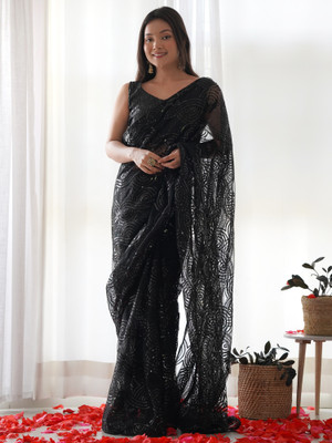 Sareemall Embellished Bollywood Net Saree(Black)