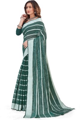 Largear Printed Bollywood Cotton Blend Saree(Green)