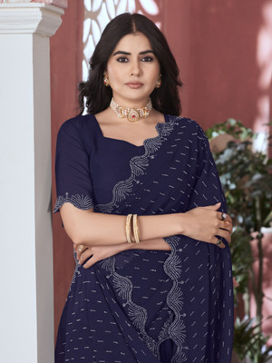 Sariya Embellished Bollywood Georgette Saree(Blue)