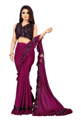 Kailash Embellished Bollywood Lycra Blend Saree(Purple)